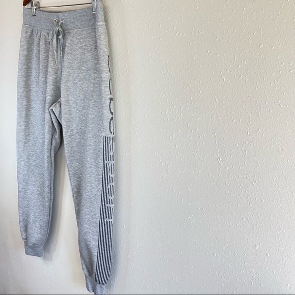 BEBE Sport Glitter Logo Stripe Heather Grey Joggers/Sz:L/NWT - Picture 6 of 12